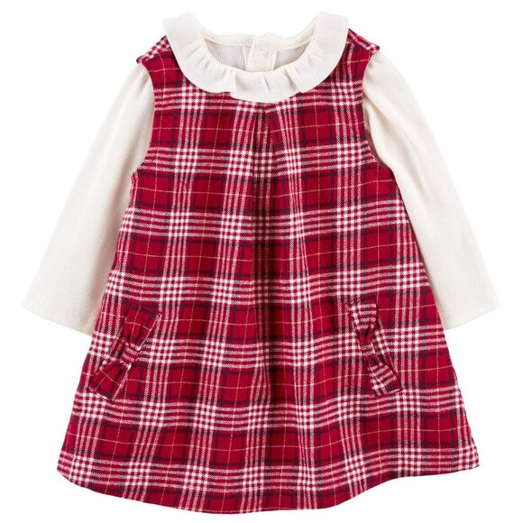 Baby Girls Carter's Collared Bodysuit & Red Plaid Dress Set Size 18 Months NWT - Picture 1 of 6